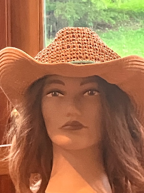 Vince Camuto Accessories - VINCE CAMUTO Straw Hat Coastal Cowgirl Blue Beaded Band Packable
